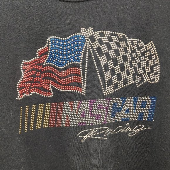 Nascar Black Sweatshirt with Flag Design - Picture 4 of 5
